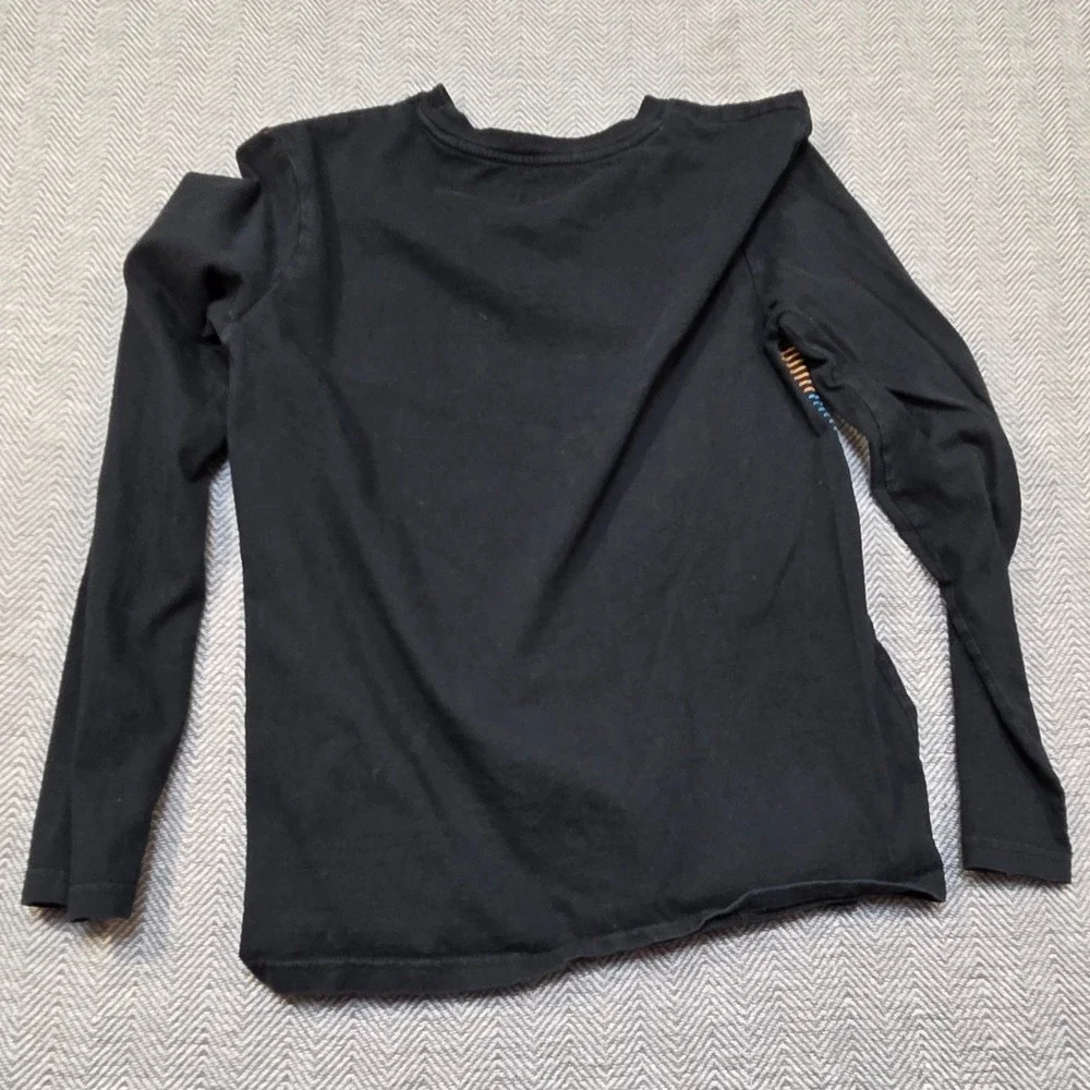 Circo Boys Black Long Sleeve Pocket T-Shirt Striped Chest Graphic Size L 12/14